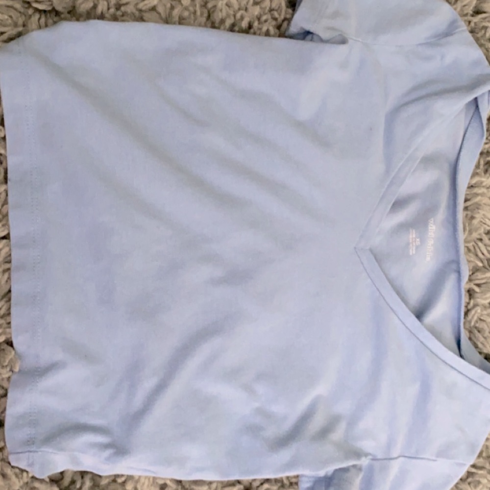 Baby Blue Cropped V-neck .